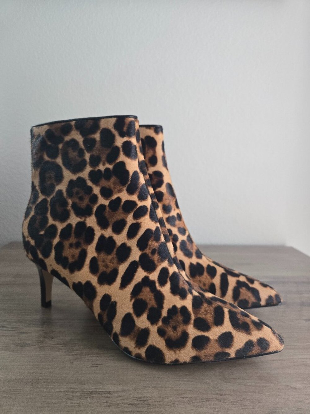 Nine West Sheeba Bootie Calf Hair Leopard Animal Print Pointed Toe Size 8M